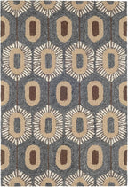 Dash & Albert Stowe Hand Micro Hooked Wool Rug, 9.5 X 13.5 Feet, Blue/Browns Geometric Pattern
