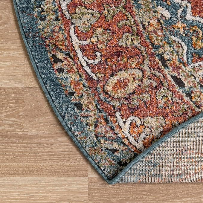 Unique Loom Isabella Collection Area Rug - Rossellini (3' 3" Round, Rust Red/ Beige)