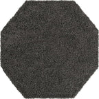 Unique Loom Solid Shag Collection Area Rug (6' 1" Octagon, Graphite Gray)