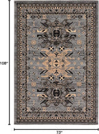 Unique Loom Taftan Collection Border Geometric Tribal Inspired Design Area Rug (6' 0 x 9' 0 Rectangular, Gray/ Black)