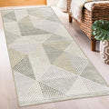 ReaLife Rugs Machine Washable Area Rug Runner - Living Room Bedroom Bathroom Kitchen Entryway Office - Padded Low Pile Stain Resistant Premium - Modern Geometric Contemporary - Miles - Beige 2'6"x8'
