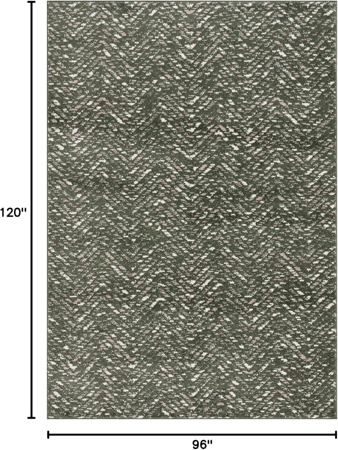 SAFAVIEH Area Rug 8x10 - Adirondack Collection - Large - Dark Green & Ivory, Chevron Pattern, Non-Shedding & Easy Cleaning, Ideal for Living Room, Bedroom, Office, Dining Space (ADR104Y)