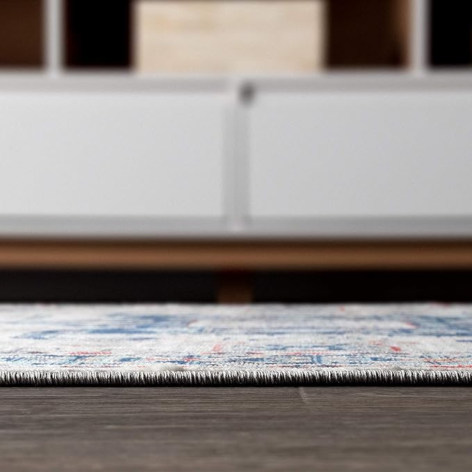 JONATHAN Y Modern Vintage Medallion Blue/Light Grey Indoor Area Rug, 5x8, Country, Floral, Easy-Cleaning for Living Room, Bedroom, Kitchen, Pet Friendly, Non-Shedding (MDP108A-5)
