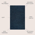 JONATHAN Y Haze Solid Low-Pile Navy Indoor Area Rug 9x12, Coastal,Bohemian,Minimalist,Classic, Easy-Cleaning for Living Room,Bedroom,Kitchen,Pet Friendly,Non-Shedding (SEU100C-9)
