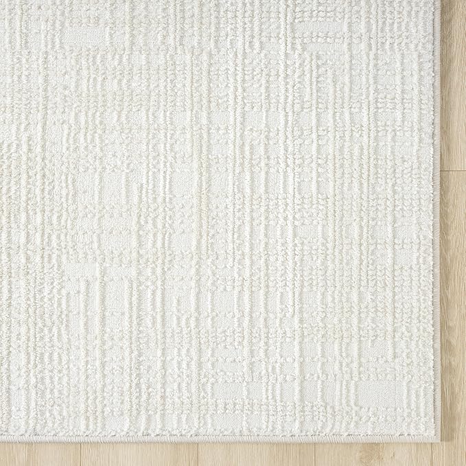 Abani Cream Area Rug - 5' x 8' - Living Room & Bedroom - Textured Weave Design - Indoor Use - Easy to Clean, Stain Resistant, Non-Shedding - Neutral Collection