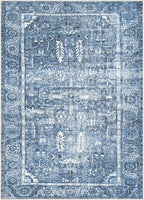 Bloom Rugs Washable Non-Slip 3' x 5' Rug - Blue Traditional Area Rug for Living Room, Bedroom, Dining Room, and Kitchen - Exact Size: 3' x 5'