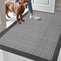 LUMI Inside Door Mat for Entry 36''x59'', Absorbent, Dirt Trapper, Low Profile Thin, Non Slip Mats with Rubber Backing, Ideal for Indoor, High Traffic, Garage, Entrance, Checkered Grey