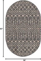 Unique Loom Outdoor Trellis Collection Area Rug - Tribal Trellis (3' 3" x 5' 3" Oval, Charcoal Gray/ Natural)