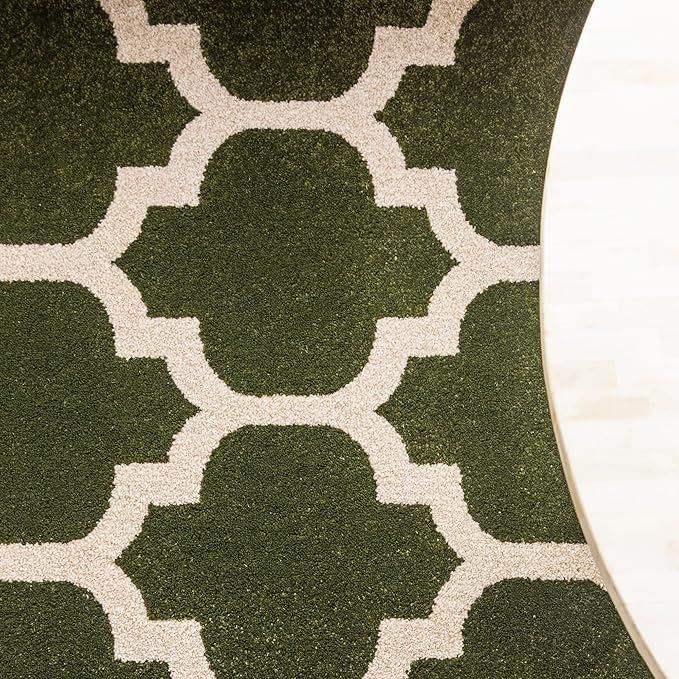 Rugs.com Lattice Collection Rug – 9' x 12' Dark Green Medium Rug Perfect for Living Rooms, Large Dining Rooms, Open Floorplans