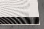 Modern Micro Loop Indoor Area Rugs for Living Room Bedroom Kitchen Geometric Striped Black-White 9x12 Luxury Durable Low and High Pile Non-Shedding Stain Resistant Soft Area Carpet 9 x 12