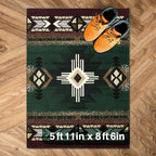 YHSF South West Native American Area Rug C318 - Easy Clean, Thick, Soft, Durable Native Tribal American Indian Inspired Rug for Bedroom/Living Room and More - Hunter Green, 5 ft 11 in x 8 ft 6 in