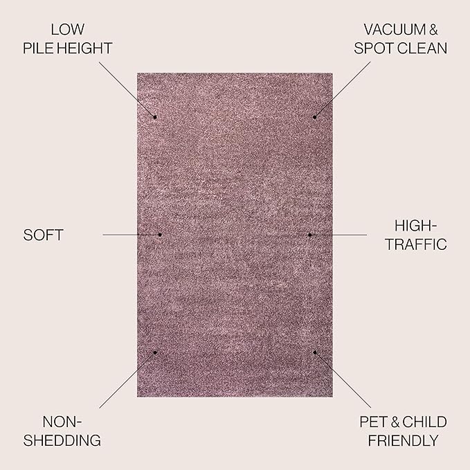 JONATHAN Y Haze Solid Low-Pile Light Purple Indoor Area Rug 6x9, Coastal,Bohemian,Minimalist,Classic, Easy-Cleaning for Living Room,Bedroom,Kitchen,Pet Friendly,Non-Shedding (SEU100R-6)