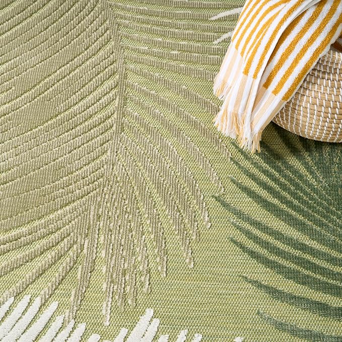 Nourison Home Suncoast Green 4' x 6' Area Rug - Easy Clean, Non Shedding, Bed Room, Living Room, Dining Room, Kitchen (4' x 6')