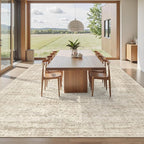 Area Rug 10x12 Vintage Washable Living Room Large Carpet Non Slip Bedroom Indoor Office Dining Room Low Pile Thin Rug Beige