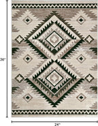 YHSF South West Native American Rug Ritz – Native Tribal American Indian Inspired Rug - Living Room, Bedroom, Hallway, Entryway & High-Traffic Area Rugs - Washable - Soft - Olive, 2 Feet x 3 Feet