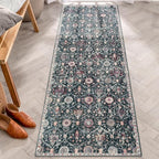 Lahome Moroccan Trellis Washable Runner Rug, 2x6 Kitchen Runners for Hallways 6 Feet Non Slip, Vintage Laundry Room Rug Ultra-Thin Long Carpet for Bathroom Bedroom Entryway, Black/Multi