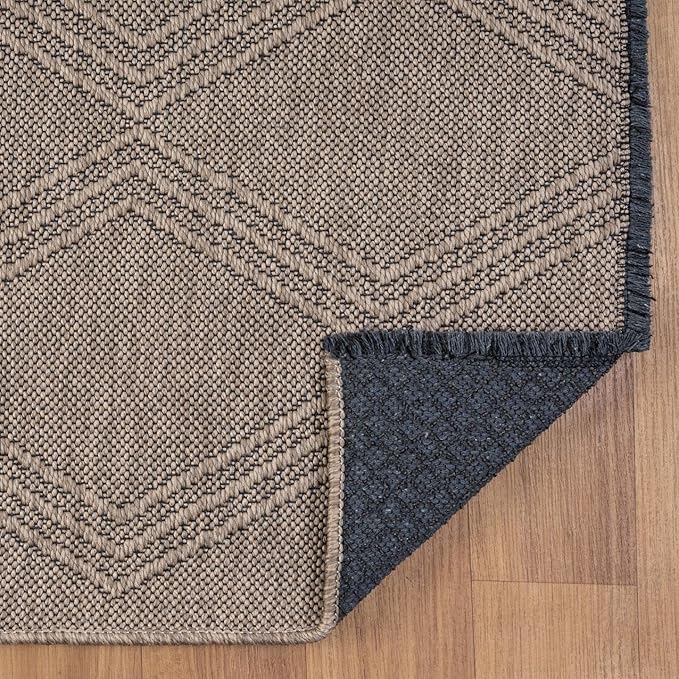 LUXE WEAVERS Modern Farmhouse Brown 8x10 Washable Area Rug, Anti-Slip Diamond Pattern Carpet