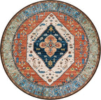 Lahome Ultra-Thin Round Rugs - 6ft Washable Round Area Rugs for Living Room Non-Slip Throw Circle Rugs for Bedroom Dining Room Rug, Non-Shedding Office Rug Oriental Round Carpet for Bedroom Kitchen