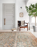 Loloi Layla Collection LAY-04 Ocean/Rust 3'-6" x 5'-6" .13" Thick Accent Rug, Soft, Durable, Vintage Inspired, Distressed, Low Pile, Non-Shedding, Easy Clean, Printed, Living Room Rug