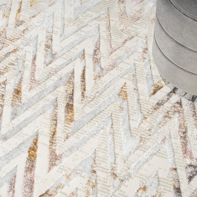Nourison Home Glam Multicolor 3'11" x 5'11" Area Rug - Easy Clean, Non Shedding, Bed Room, Living Room, Dining Room, Kitchen (4' x 6')