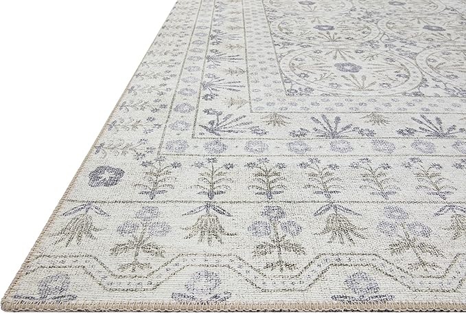 Loloi Rifle Paper Co. Maison Collection MAO-03 Rosette Ivory 3'-0" x 3'-0" Round, .19" Pile Height, Accent Rug