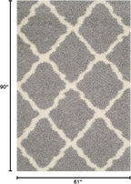 SAFAVIEH Dallas Shag Collection Area Rug - 5'1" x 7'6", Grey & Ivory, Trellis Design, Non-Shedding & Easy Care, 1.5-inch Thick Ideal for High Traffic Areas in Living Room, Bedroom (SGD257G)