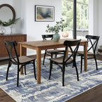 Washable Rug 8x10 Area Rug for Living Room Bedroom, Large Modern Abstract Rug Indoor Floor Carpets Low Pile No Shed Non-Slip with Rubber Backing Dining Room Kitchen Office (Blue, 8'x10')