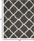 SAFAVIEH Dallas Shag Collection Area Rug - 10' x 14', Dark Grey & Ivory, Trellis Design, Non-Shedding & Easy Care, 1.5-inch Thick Ideal for High Traffic Areas in Living Room, Bedroom (SGD257A)