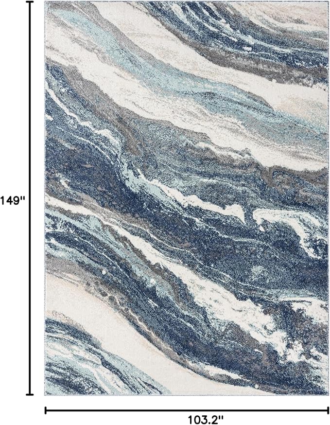 LUXE WEAVERS Lagos Collection 7983 Blue 9x12 Art Deco Area Rug