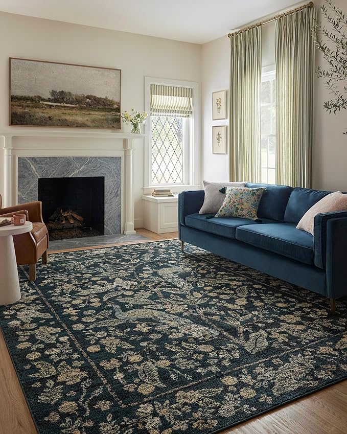 Loloi Rifle Paper Co. Laurel Collection LAU-05 Navy/Multi 3'-11" x 5'-7" Accent Rug