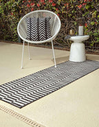 Unique Loom Outdoor Striped Collection Area Rug - Striped (2' x 8' Runner Charcoal/Ivory)