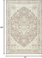 Bloom Rugs Washable Non-Slip 6' x 9' Rug - Light Brown Traditional Medallion Area Rug for Living Room, Bedroom, Dining Room, and Kitchen - Exact Size: 6' x 9'