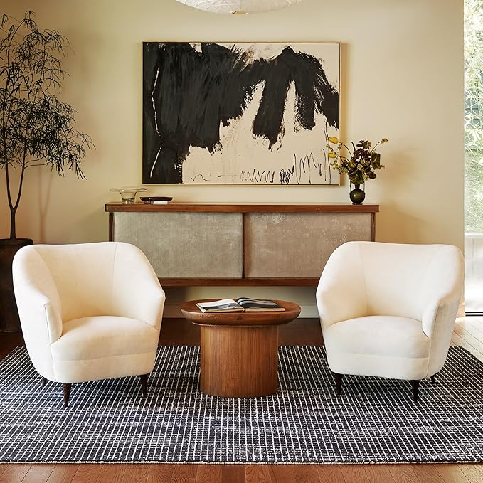 Rugs USA 3x5 Melrose Checked Wool Indoor Area Rug, Contemporary Farmhouse Charcoal/Ivory for Living Room, Bedroom, Office, Entryway, Hallway