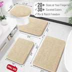 OLANLY Toilet Rugs U-Shaped 24x20, Extra Soft Absorbent Chenille Contour Bathroom Rugs, Dry Quickly, Machine Washable, Non-Slip Bath Mat for Toilet Base, Beige
