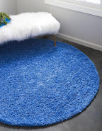 Unique Loom Solid Shag Collection Area Rug (5' Round Periwinkle Blue)