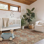 Bavni Clearance 5x7 Area Rugs for Living Room, Machine Washable Rug Non Slip, Vintage Chenille Distressed Print Carpet, Large Low Pile Ultra-Thin Lightweight Rugs for Bedroom, Dining Room, Spice Sky