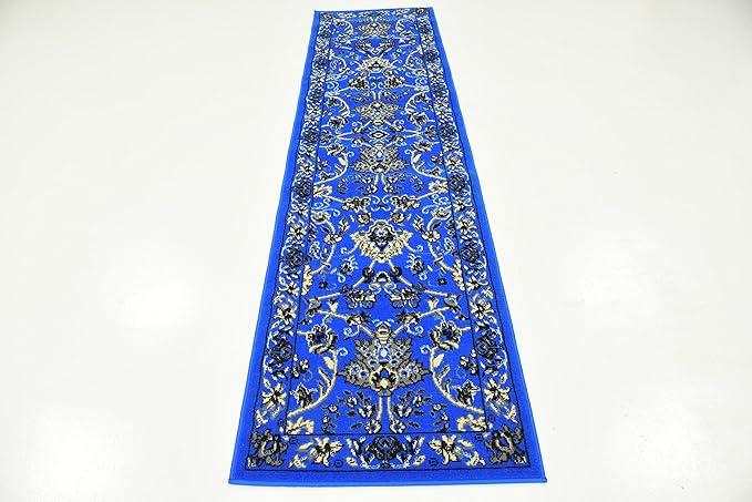 Unique Loom Sialk Hill Collection Area Rug - Washington (2' 2" x 8' 2" Runner Dark Blue/Black)