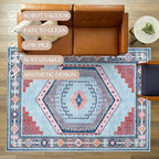 Fame Living Washable Area Rug. Modern Farmhouse. Vintage. Turkish. Bohemian. Distressed. Oriental. Traditional. Rugs for Living Room. Dining. Bedroom. Office. Entryway. Foyer. (856BlM, 7'5" x 9'8")