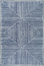 Bloom Rugs Washable Non-Slip 4' x 6' Rug - Blue Striped Area Rug for Living Room, Bedroom, Dining Room, and Kitchen - Exact Size: 4' x 6'