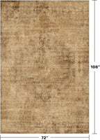 Vintage Dark Gold Rugs for Bedroom - 6x9 Distressed Print Pattern Large Area Rug for Living Room, Dining Room Under Table, Thin & Soft Washable Brown and Yellow
