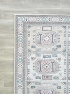 Fame Living Faded Oushak Rug, Turkish Vintage Floral Pastel Large Oversized Area Rugs for Living Room Dining Bedroom Kitchen Bathroom Nursery (848BrCr, 2'5" x 9'8")