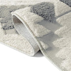 Ivory Grey 4x6 Area Rug Washable Moroccan Shag Office Carpet Non Slip Soft Neutral Boho Floor Mat Plush Pile Throw Rug for Entryway Kitchen Dining Room Bedroom Living Room