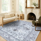 Washable Area Rug. Modern Farmhouse. Vintage. Turkish. Bohemian. Distressed. Oriental. Traditional. Rugs for Living Room. Dining. Bedroom. Office. Entryway. Foyer. (861GG, 9' x 12')