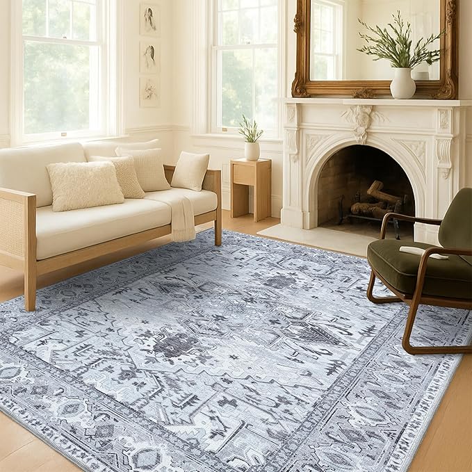Washable Area Rug, Modern Farmhouse, Vintage, Turkish, Bohemian, Distressed, Oriental, Traditional, Rugs for Living Room, Dining, Bedroom, Office, Entryway, Foyer, (861GG, 2' x 3')