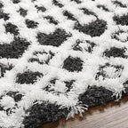 Livabliss Hapsburg Moroccan Shag Area Rug,6'7" x 9'6",Black/White