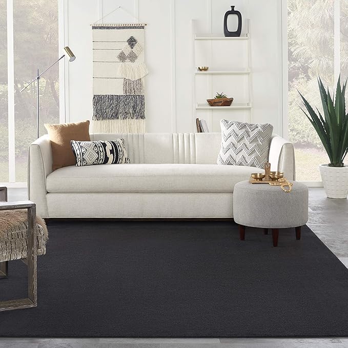 Nourison Home Nourison Essentials Black 8' x 10' Area Rug - Easy Clean, Non Shedding, Bed Room, Living Room, Dining Room, Kitchen (8' x 10')