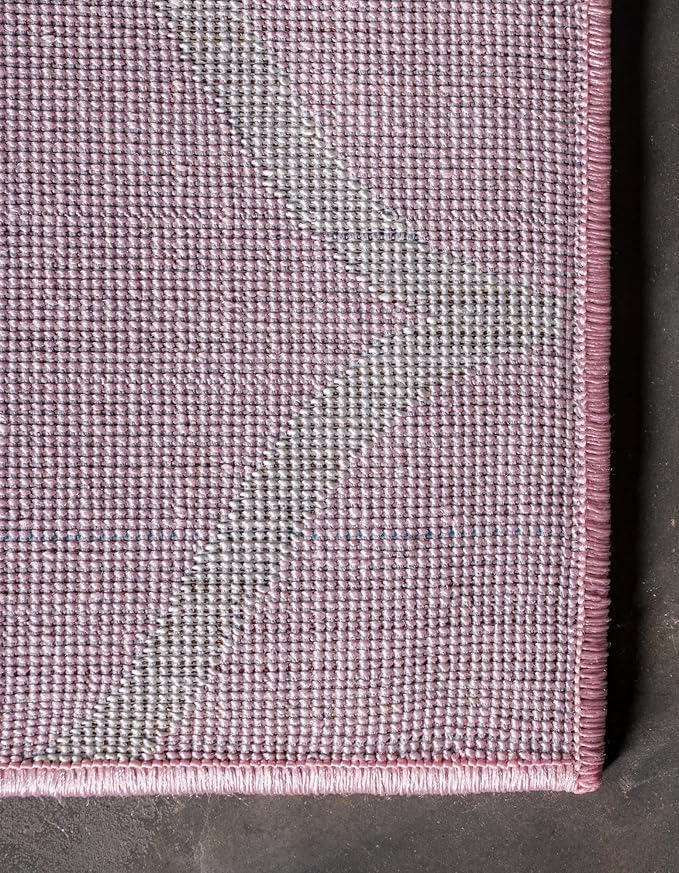 Rugs.com Lattice Frieze Collection Rug – 7' Square Light Pink Medium Rug Perfect for Living Rooms, Kitchens, Entryways