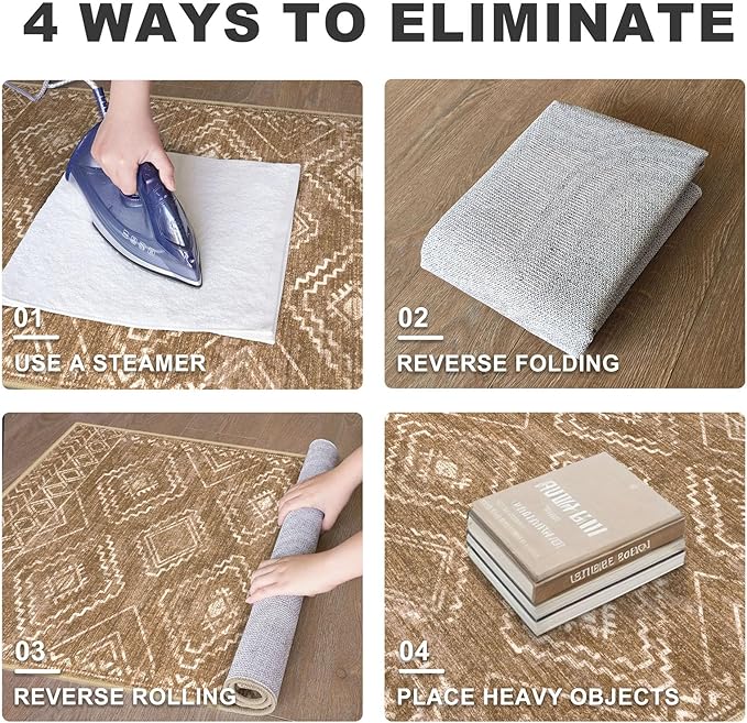 KILOCOCO Kitchen Runner 2x6 Washable Runner Rug, Boho Soft Runners for Hallways Non Slip Printed Distressed Laundry Room Rugs, Low-Pile Rugs for Entryway/Bedroom/Living Room, Yellow Brown Orange