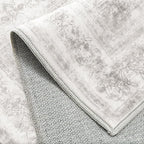 Area Rug 5x7 Washable Light Gray Rug Vintage Boho Medallion Large Grey Distressed Retro Carpet for Living Room Non Slip Indoor Low Pile Small Soft Bedroom Dining Room Home Office