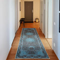Ambesonne Sun and Moon Decorative Rug, Bohemian Artwork Design of Crescent Solar Ornament Esoteric Stars Ornaments, Quality Carpet for Bedroom Dorm and Living Room, 2' 5" x 7' 5", Sky Blue
